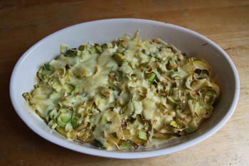 Leek and potato gratin with verjuice