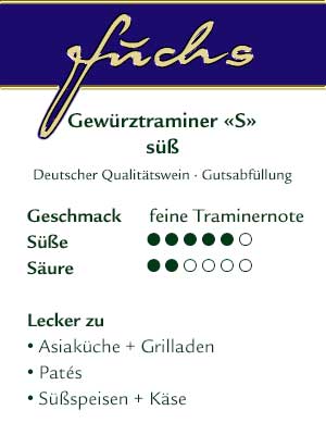 Gewürztraminer «S» süß